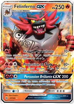 Carte Pokémon Félinferno GX n°27 de la série Soleil et Lune