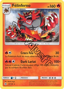 Carte Pokémon Félinferno n°26 de la série Soleil et Lune