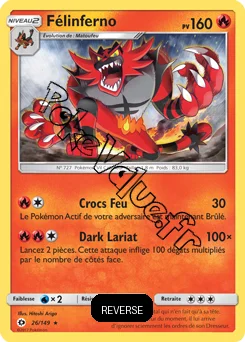 Carte Pokémon Félinferno Reverse n°26 de la série Soleil et Lune