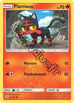 Carte Pokémon Flamiaou  n°24 de la série Soleil et Lune