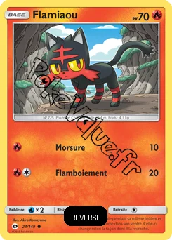 Carte Pokémon Flamiaou  Reverse n°24 de la série Soleil et Lune