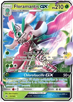Carte Pokémon Floramantis GX  n°15 de la série Soleil et Lune