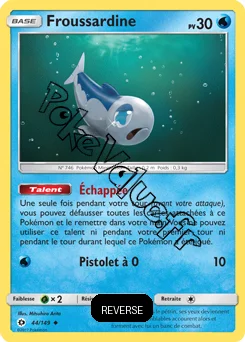 Carte Pokémon Froussardine  Reverse n°44 de la série Soleil et Lune