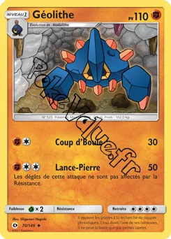 Carte Pokémon Géolithe n°70 de la série Soleil et Lune