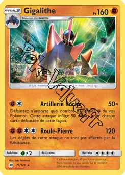 Carte Pokémon Gigalithe  n°71 de la série Soleil et Lune