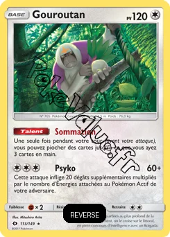 Carte Pokémon Gouroutan  Reverse n°113 de la série Soleil et Lune
