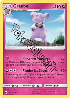Carte Pokémon Granbull  n°91 de la série Soleil et Lune