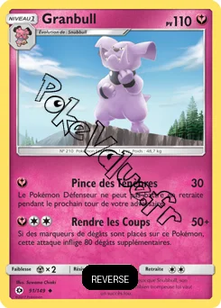 Carte Pokémon Granbull  Reverse n°91 de la série Soleil et Lune