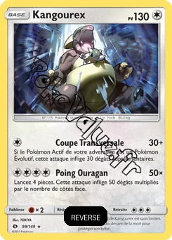 Carte Pokémon Kangourex  Reverse n°99 de la série Soleil et Lune