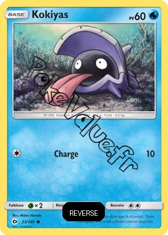 Carte Pokémon Kokiyas  Reverse n°33 de la série Soleil et Lune