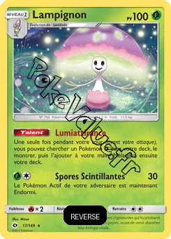 Carte Pokémon Lampignon Reverse n°17 de la série Soleil et Lune