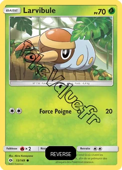 Carte Pokémon Larvibule  Reverse n°13 de la série Soleil et Lune