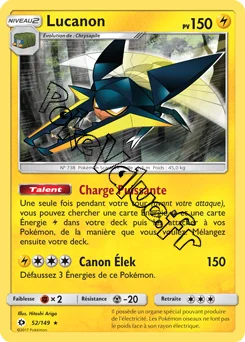 Carte Pokémon Lucanon  n°52 de la série Soleil et Lune
