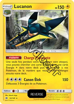 Carte Pokémon Lucanon  Reverse n°52 de la série Soleil et Lune