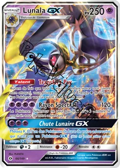 Carte Pokémon Lunala GX  n°66 de la série Soleil et Lune