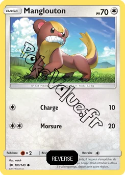 Carte Pokémon Manglouton  Reverse n°109 de la série Soleil et Lune