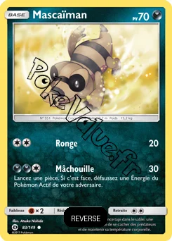 Carte Pokémon Mascaïman Reverse n°83 de la série Soleil et Lune