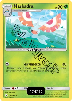 Carte Pokémon Maskadra  Reverse n°8 de la série Soleil et Lune