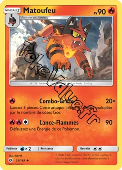 Carte Pokémon Matoufeu  n°25 de la série Soleil et Lune