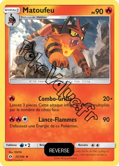 Carte Pokémon Matoufeu  Reverse n°25 de la série Soleil et Lune
