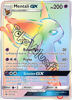 Carte Pokémon Mentali GX  n°152 de la série Soleil et Lune
