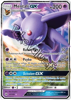 Carte Pokémon Mentali GX  n°61 de la série Soleil et Lune