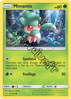 Carte Pokémon Mimantis  n°14 de la série Soleil et Lune
