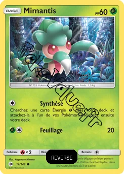 Carte Pokémon Mimantis  Reverse n°14 de la série Soleil et Lune