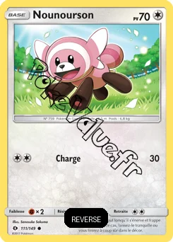 Carte Pokémon Nounourson  Reverse n°111 de la série Soleil et Lune