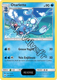 Carte Pokémon Otarlette  Reverse n°40 de la série Soleil et Lune