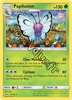 Carte Pokémon Papilusion  n°3 de la série Soleil et Lune