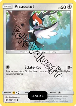 Carte Pokémon Picassaut  Reverse n°106 de la série Soleil et Lune
