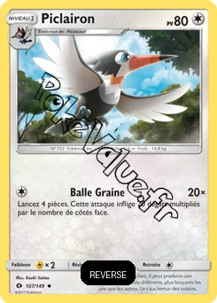Carte Pokémon Piclairon  Reverse n°107 de la série Soleil et Lune