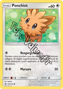 Carte Pokémon Ponchiot  n°103 de la série Soleil et Lune