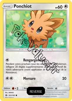 Carte Pokémon Ponchiot  Reverse n°103 de la série Soleil et Lune