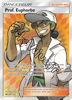 Carte Pokémon Prof. Euphorbe n°148 de la série Soleil et Lune