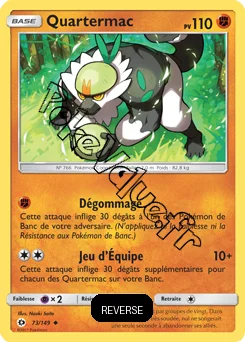 Carte Pokémon Quartermac  Reverse n°73 de la série Soleil et Lune