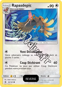 Carte Pokémon Rapasdepic  Reverse n°98 de la série Soleil et Lune