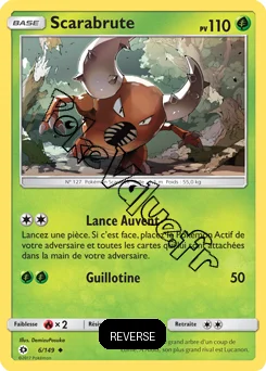 Carte Pokémon Scarabrute  Reverse n°6 de la série Soleil et Lune