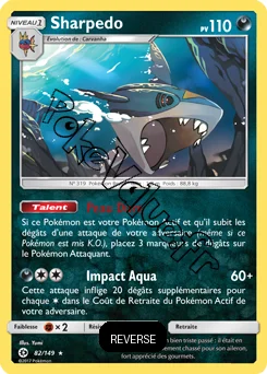 Carte Pokémon Sharpedo  Reverse n°82 de la série Soleil et Lune