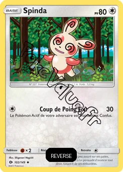 Carte Pokémon Spinda  Reverse n°102 de la série Soleil et Lune