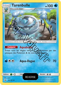 Carte Pokémon Tarenbulle  Reverse n°46 de la série Soleil et Lune