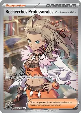 Carte Pokémon Recherches Professorales - Professeure Olim n°240 de la série Écarlate et Violet