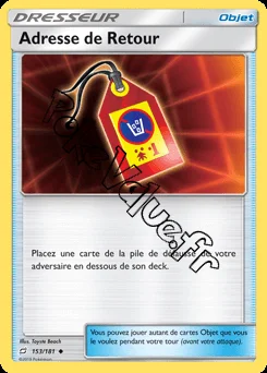 Carte Pokémon Adresse de Retour n°153 de la série Duo de Choc