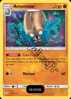Carte Pokémon Amonistar Reverse n°76 de la série Duo de Choc