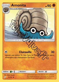 Carte Pokémon Amonita n°75 de la série Duo de Choc