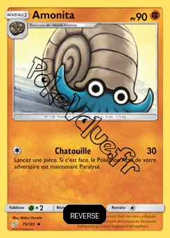 Carte Pokémon Amonita Reverse n°75 de la série Duo de Choc