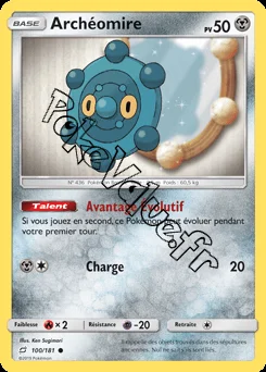 Carte Pokémon Archéomire n°100 de la série Duo de Choc