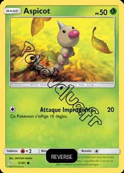 Carte Pokémon Aspicot Reverse n°3 de la série Duo de Choc