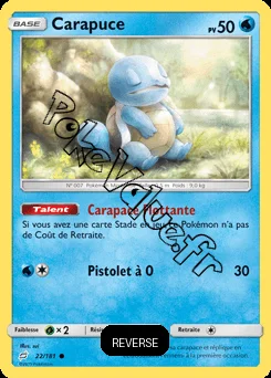 Carte Pokémon Carapuce Reverse n°22 de la série Duo de Choc